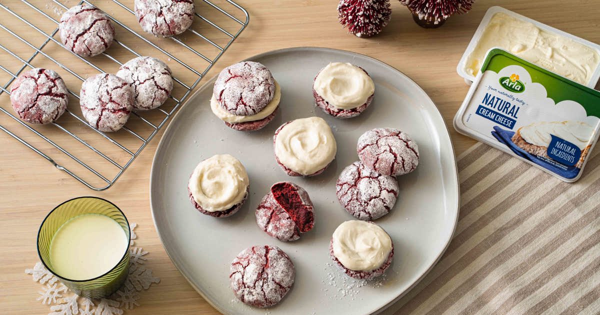 Red Velvet Crinkle Cookies with Cream Cheese Frosting Recipe