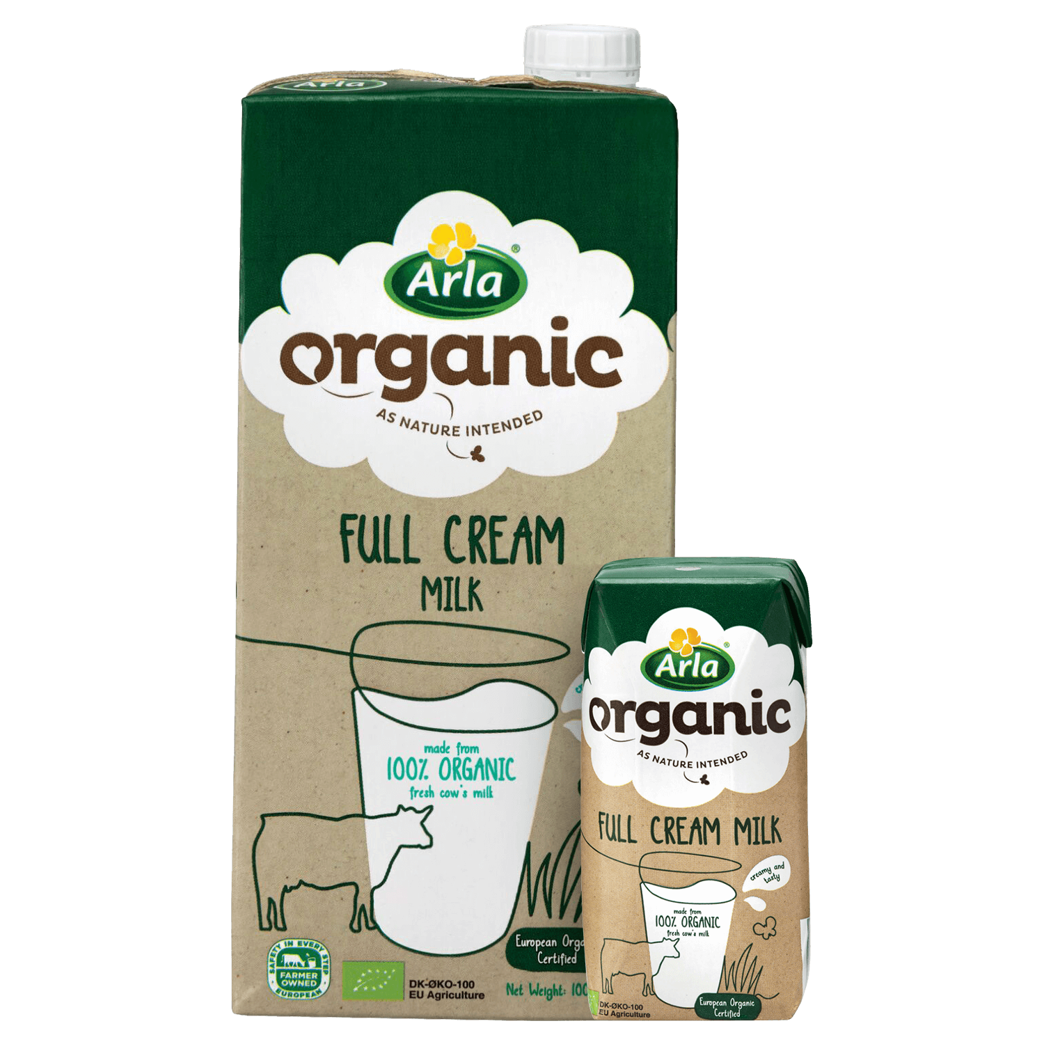 Arla Organic Full Cream UHT Milk 1L & 200ml