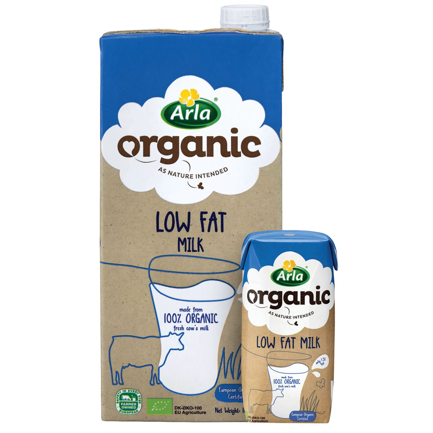 Arla Organic Low Fat UHT Milk 1L & 200ml